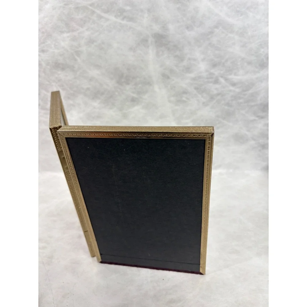 Vintage Gold Metal Glass Double Picture Frame Folding Hinged 5x7 Tabletop Decor